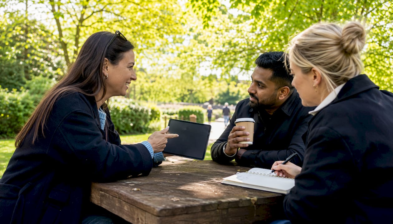 Derbyshire business owners discussing digital marketing