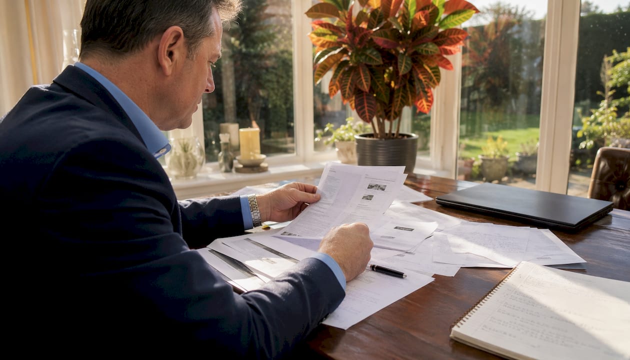 Hands sorting evidence documents for review removal