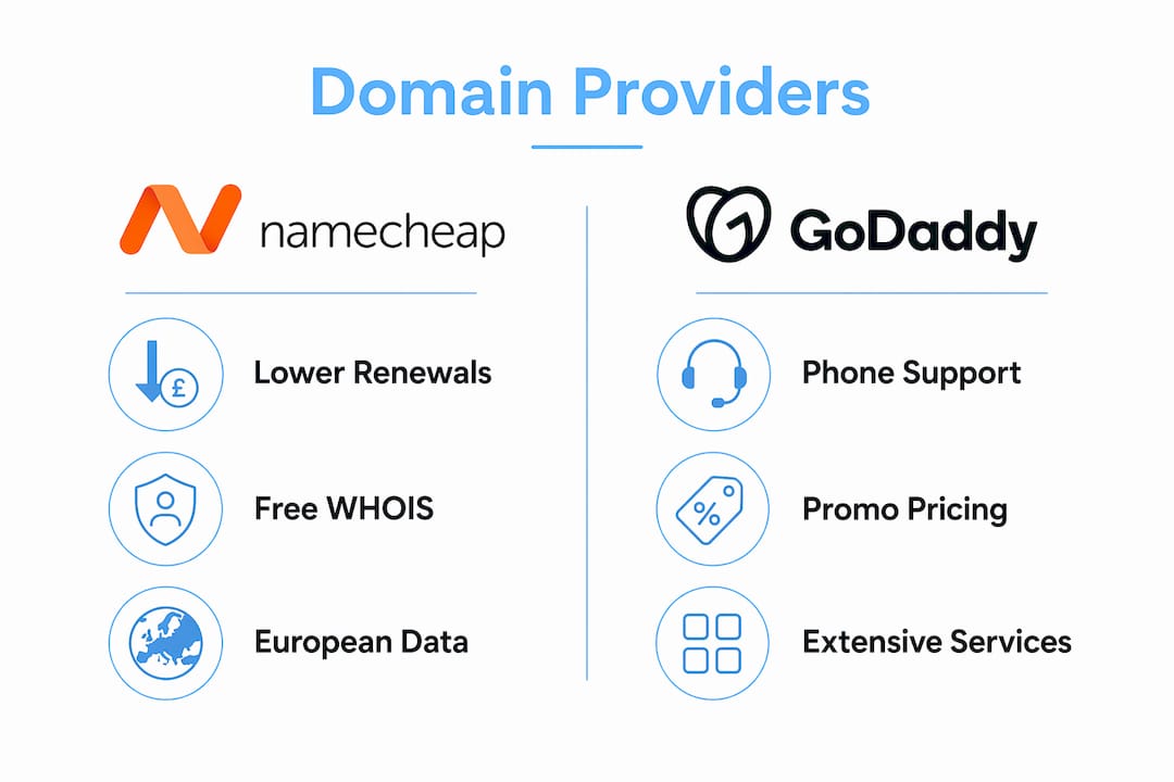 Infographic comparing Namecheap and GoDaddy