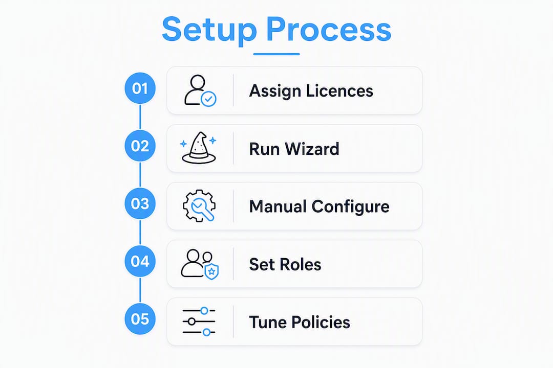 Infographic showing Defender setup steps
