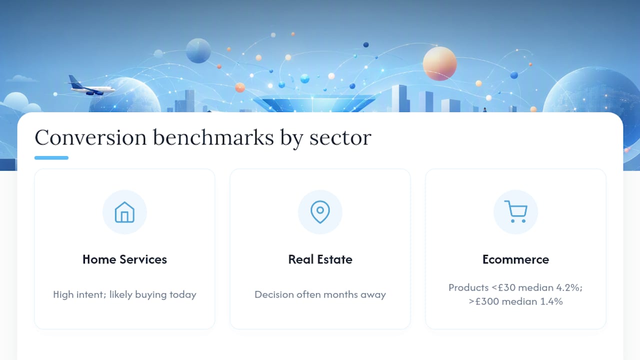 Conversion rate benchmark ranges by industry
