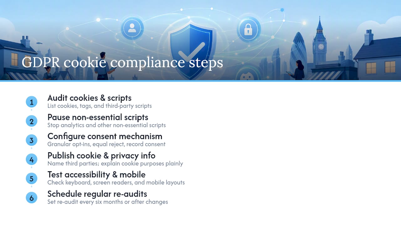 Diagram of GDPR cookie consent compliance steps