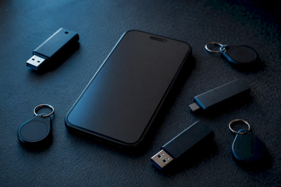 USB drives and key fobs representing digital tracking