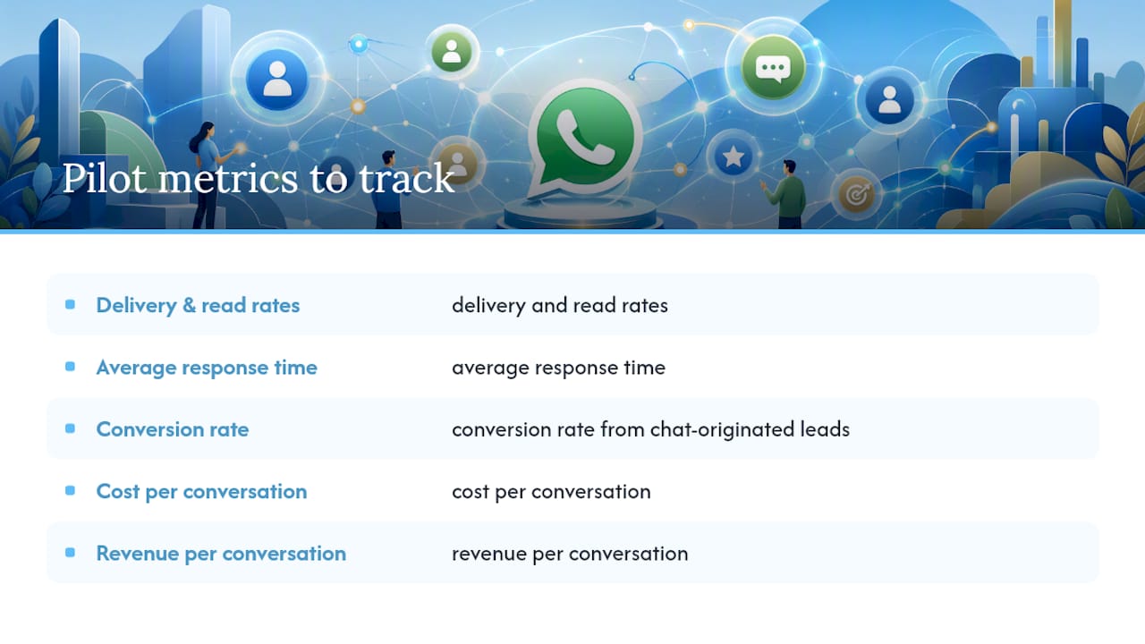 Key WhatsApp CRM integration metrics infographic