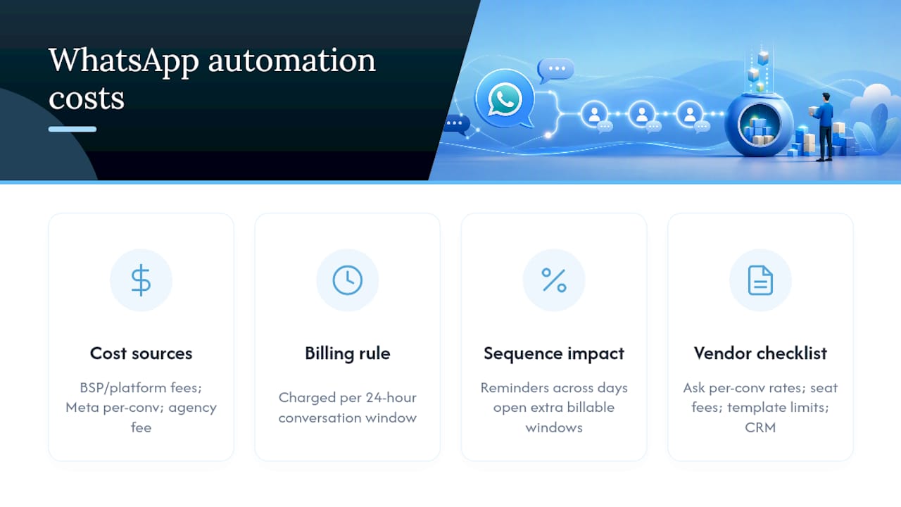 How much does WhatsApp automation cost to run? — overview diagram