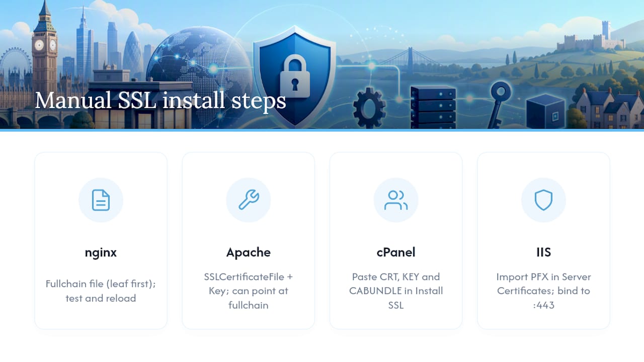 Manual SSL installation paths by platform
