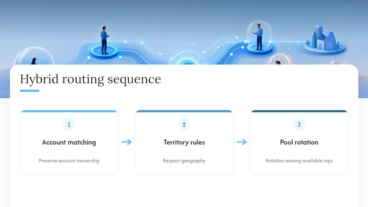 Three-stage hybrid lead routing flow