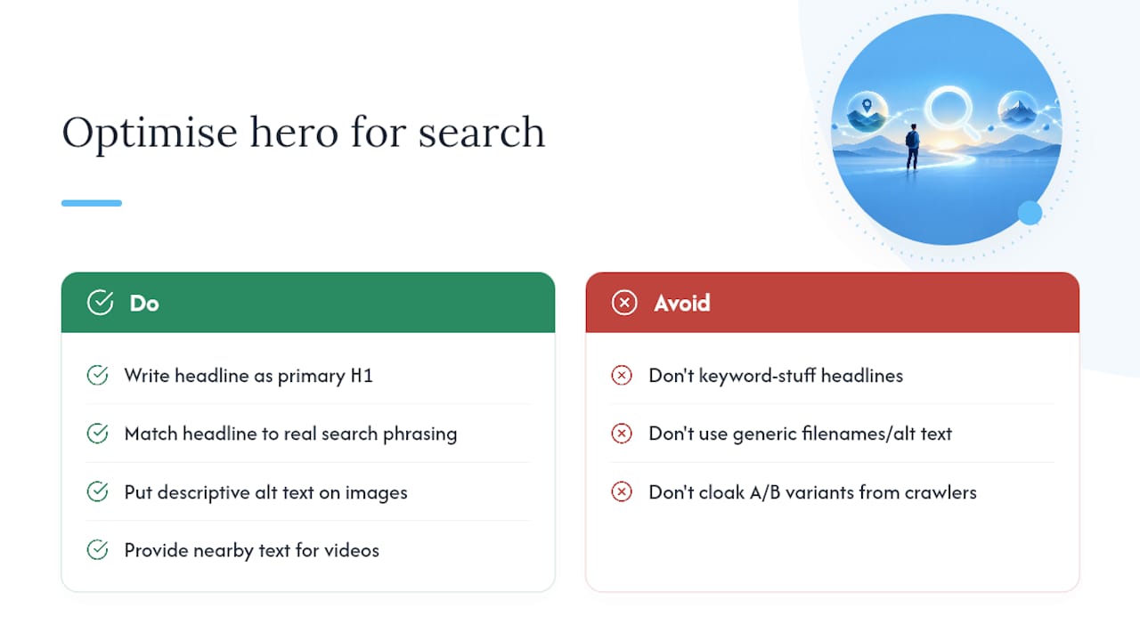 How Do You Optimise A Hero For Search, Not Just Conversions? — overview diagram
