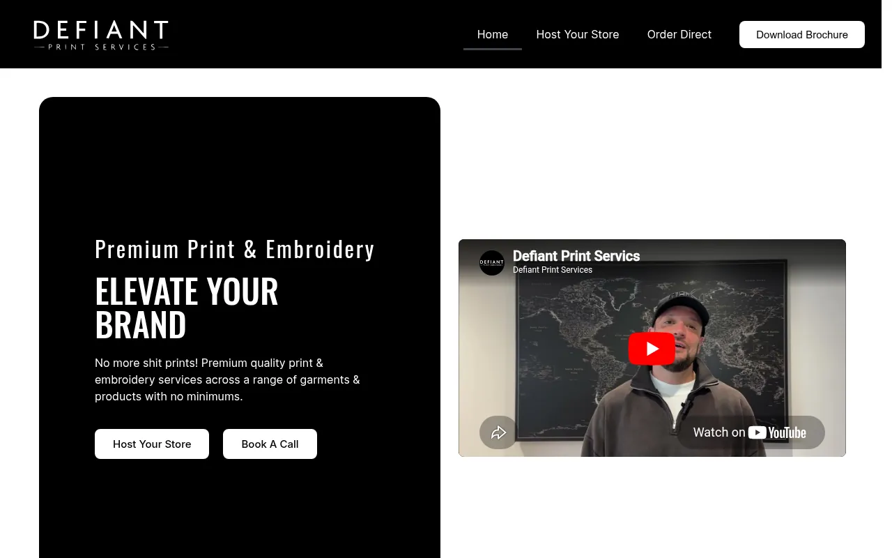 Defiant Print Services website screenshot