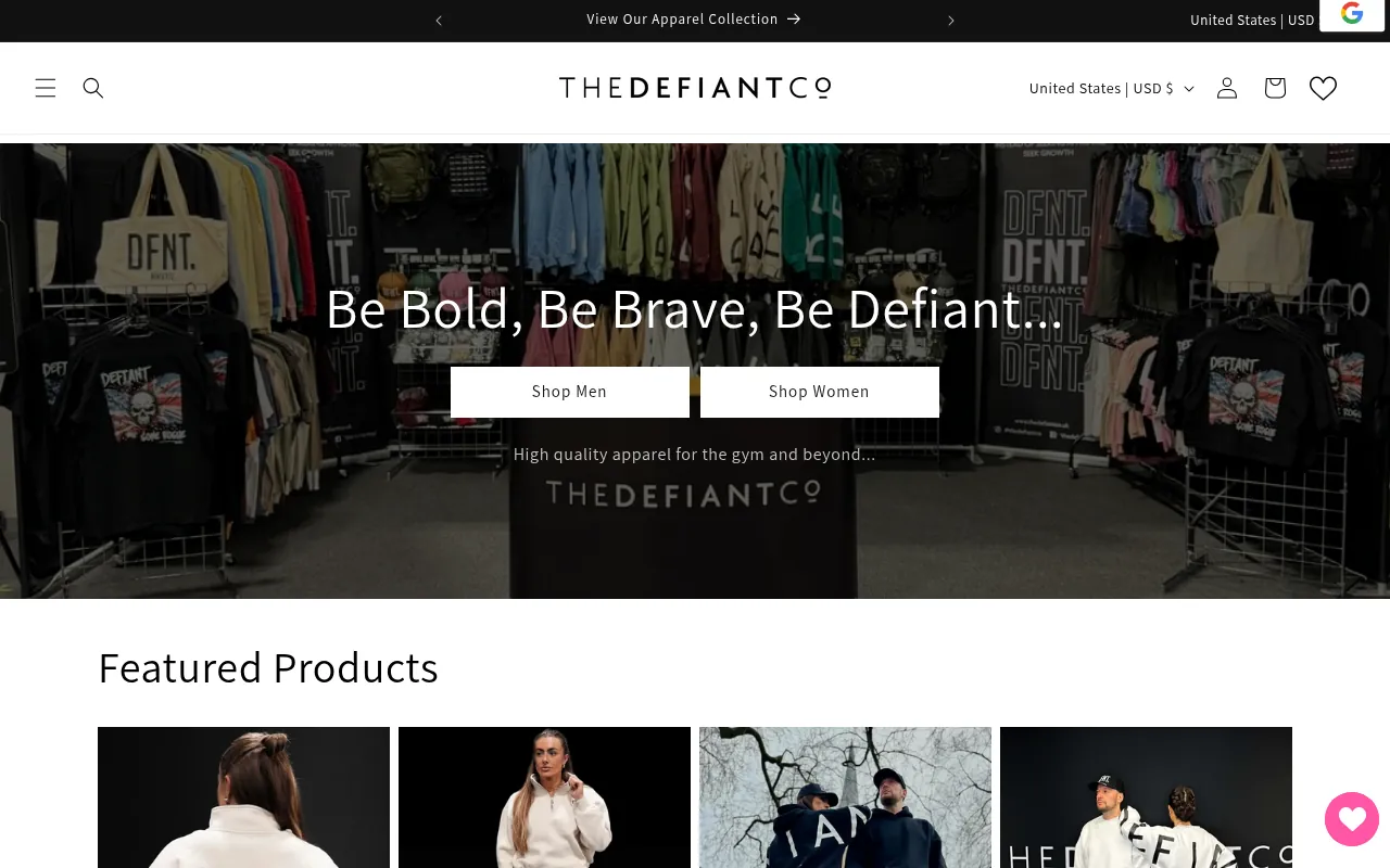 The Defiant Co website screenshot