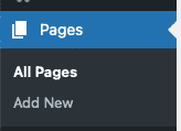 WordPress Pages menu