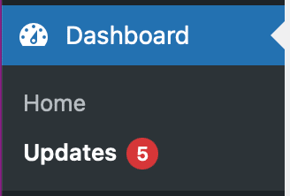WordPress Update menu