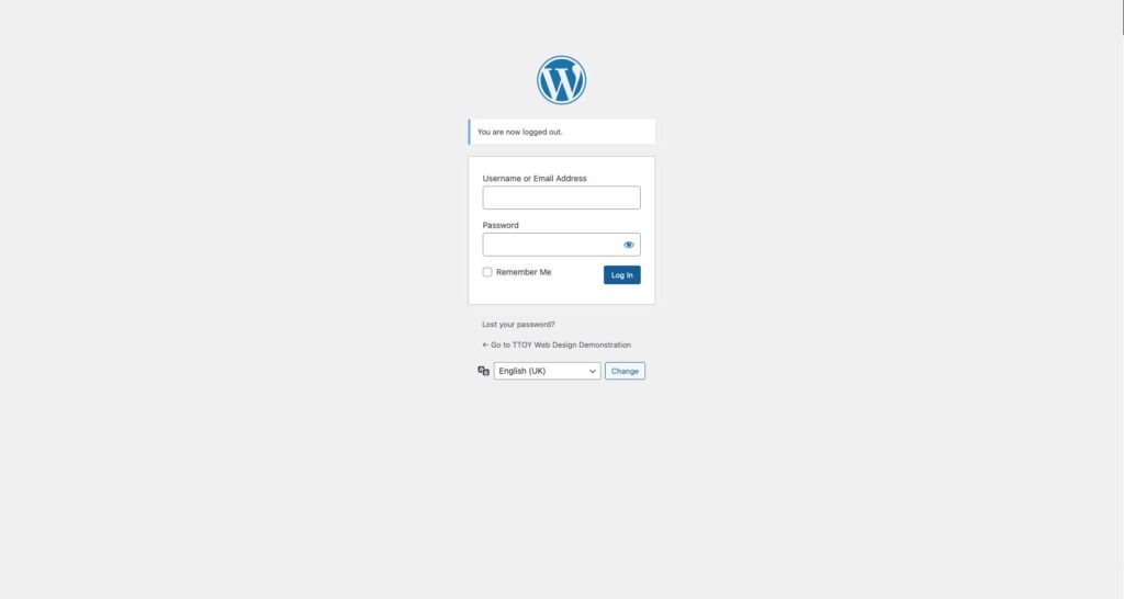 WordPress Login Screen