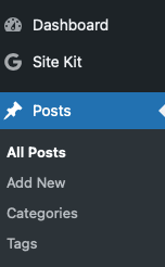 WordPress Post menu