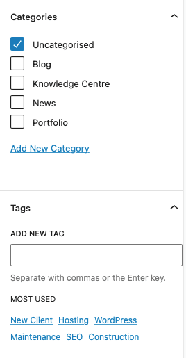 Categories and tags