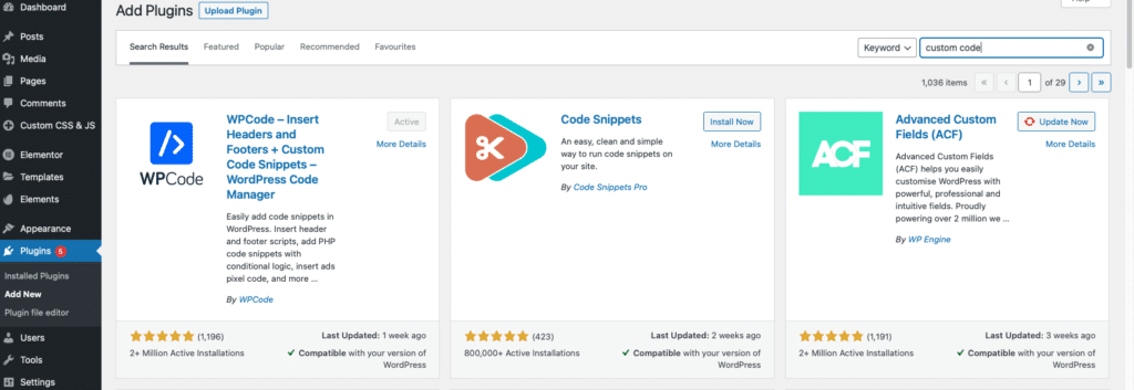 Wordpress Plugin page