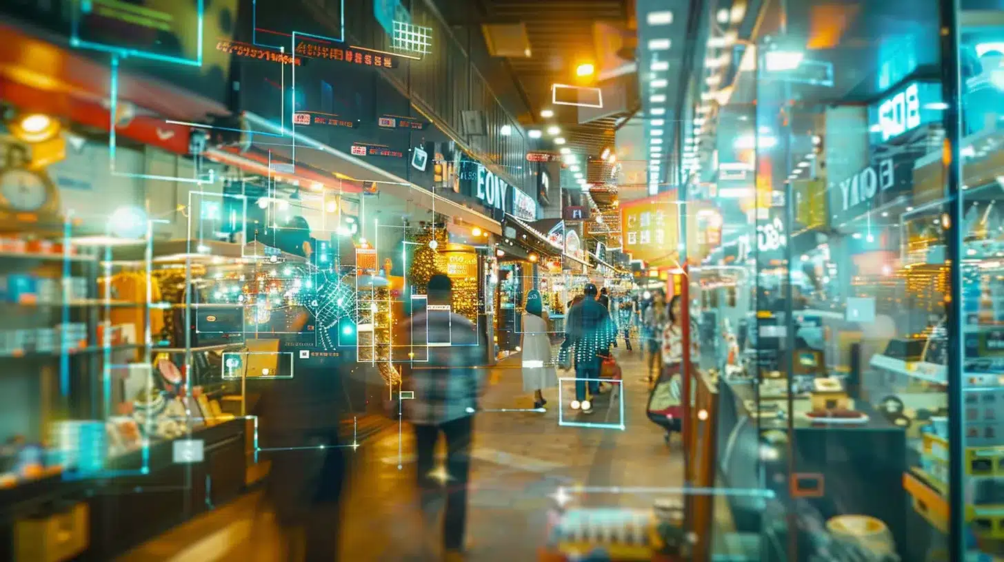 a vibrant scene depicting a bustling small business environment, where digital screens showcase dynamic marketing analytics and target campaign highlights, emphasizing the powerful impact of local marketing automation on customer engagement.