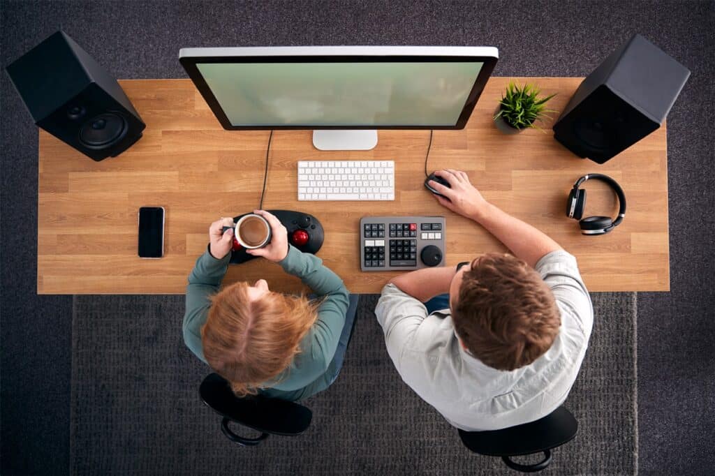 people sat a desk