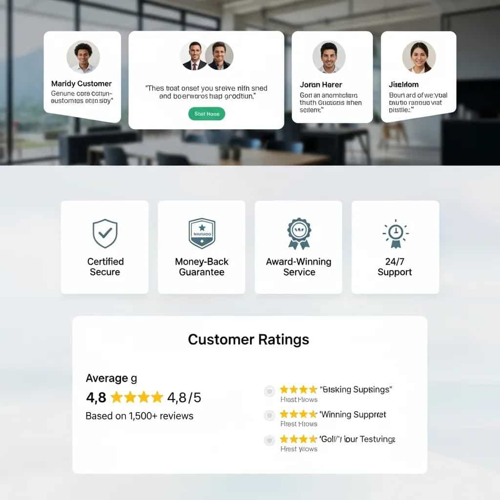 Trust signals and social proof elements on a landing page